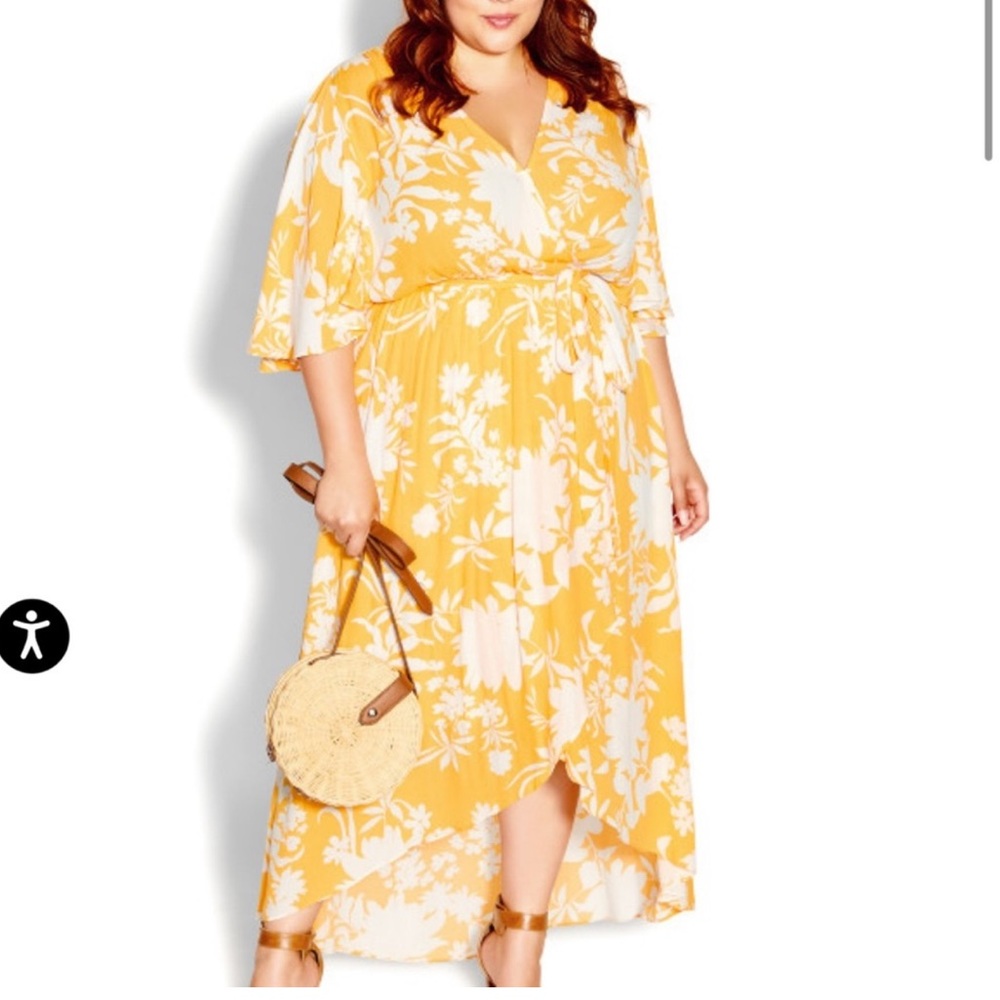 City Chic Maxi Abigail Floral yellow & white Dress size S/16